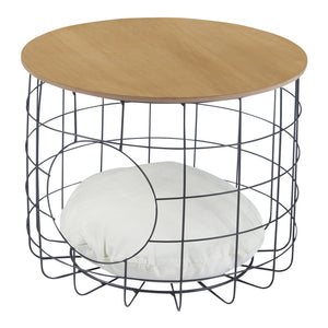 Kisasztalok 2 fémkosárból álló szett különböző méretekben Haapajärvi macskabarlanggal [en.casa]