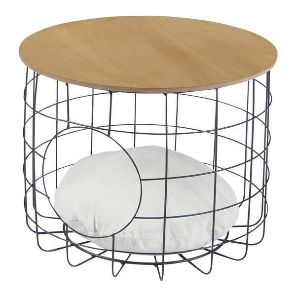 Kisasztalok 2 fémkosárból álló szett különböző méretekben Haapajärvi macskabarlanggal [en.casa]