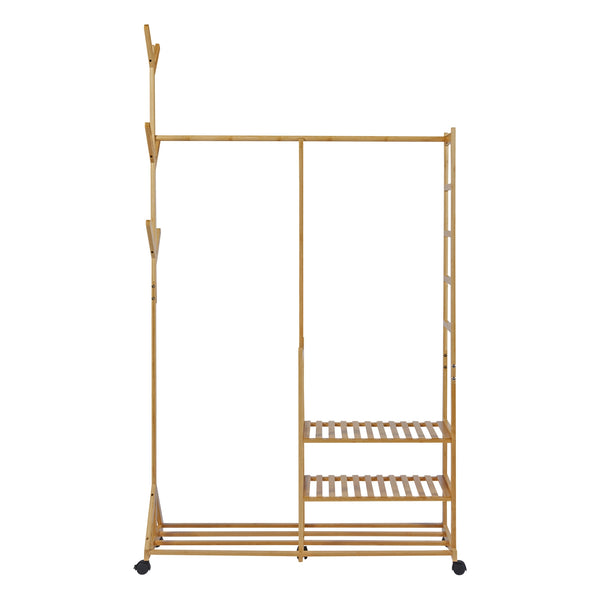 Gurulós ruhatartó állvány Ikaalinen bambusz [en.casa]