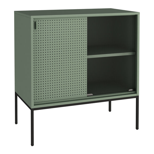 Üvegajtós komód Eidsvoll 80x45x85cm zöld [en.casa]