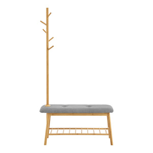Pad cipőtartóval és fogassal bambuszból Bygland 90x34x165cm [en.casa]