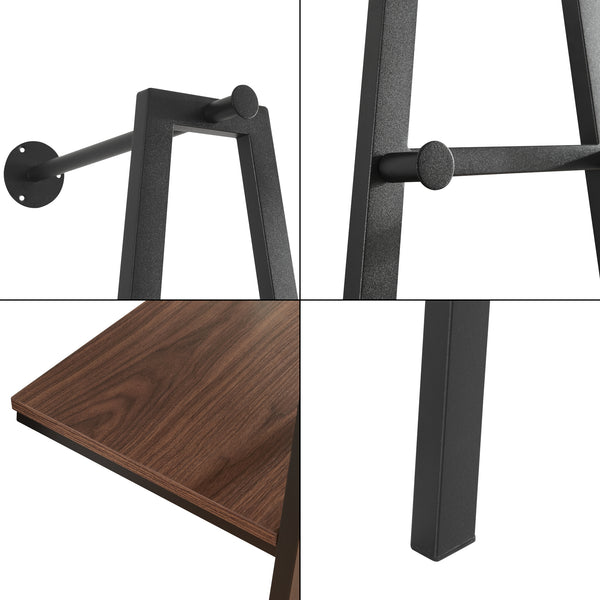 Falra szerelhető ruhatartó állvány Bjørnafjorden acél fekete / diófa-hatású [en.casa]