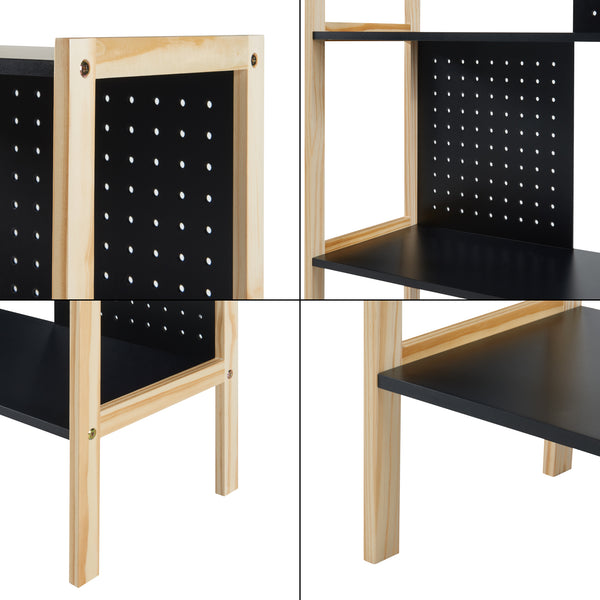 Álló polc Dønna 120x63x28cm fekete/fahatású [en.casa]