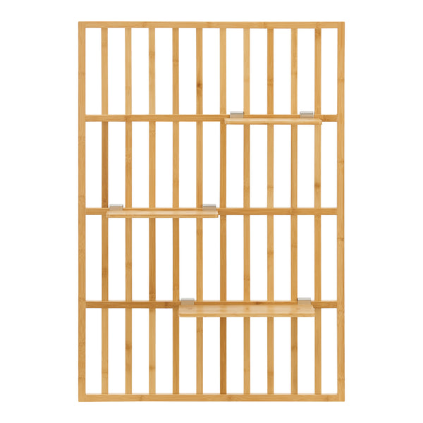 Fali panel polcokkal Røst 120x80x13cm bambusz [en.casa]