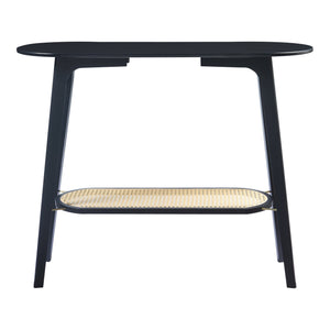 Konzolasztal Taivalkoski 100x35x80 cm fekete/rattan-hatású [en.casa]