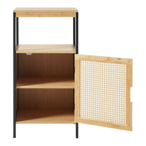 Bambusz midi szekrény Tervola 80x40x35cm fekete/natúr [en.casa]