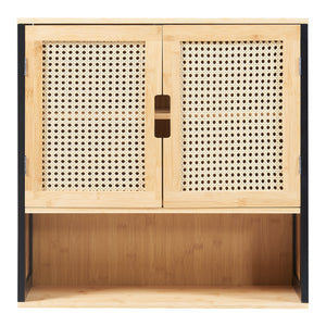 Fürdőszobai fali szekrény Tervola 60x60x20 cm fekete/bambusz [en.casa]
