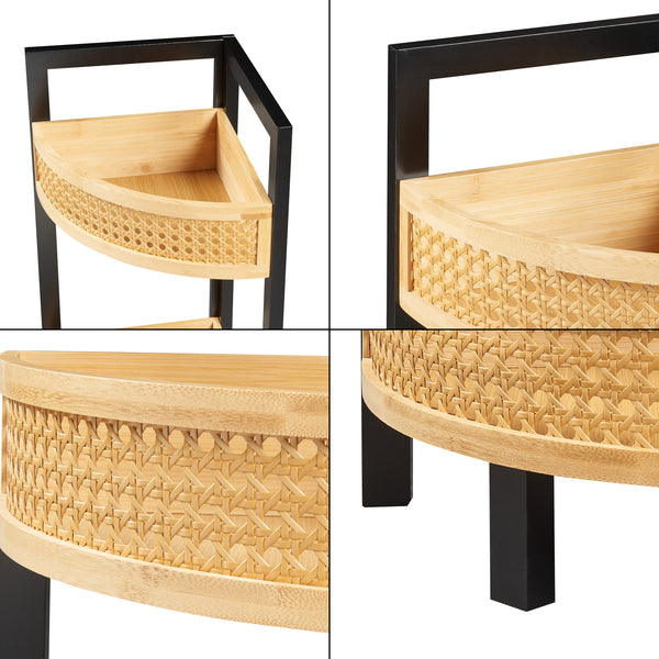 Fürdőszobai sarokpolc Tervola 80x23x23 cm fekete/bambusz [en.casa]