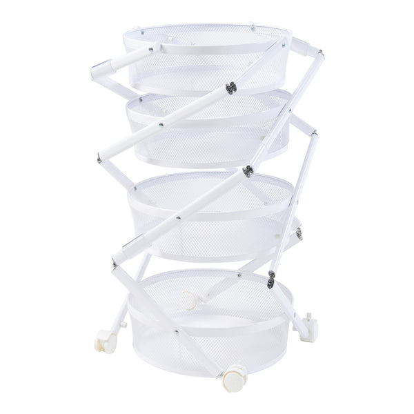 Gurulós tárolókocsi 4 kosárral Sørreisa 123xØ37,5cm fehér [en.casa]