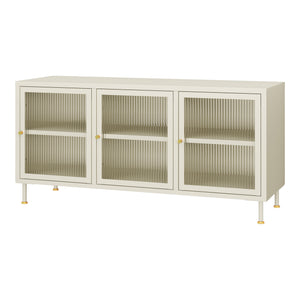TV-szekrény Lindau acél 120x40x59 cm krémfehér [en.casa]