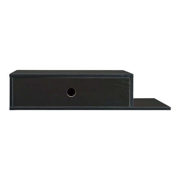 Fali polc fiókkal Stor 65x30x15 cm fekete [en.casa]