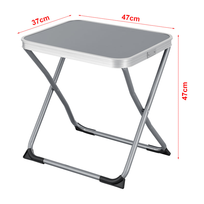 Méretrajz 2-in-1 kemping ülőke és asztal Barete 47x47x37 cm szürke [en.casa]