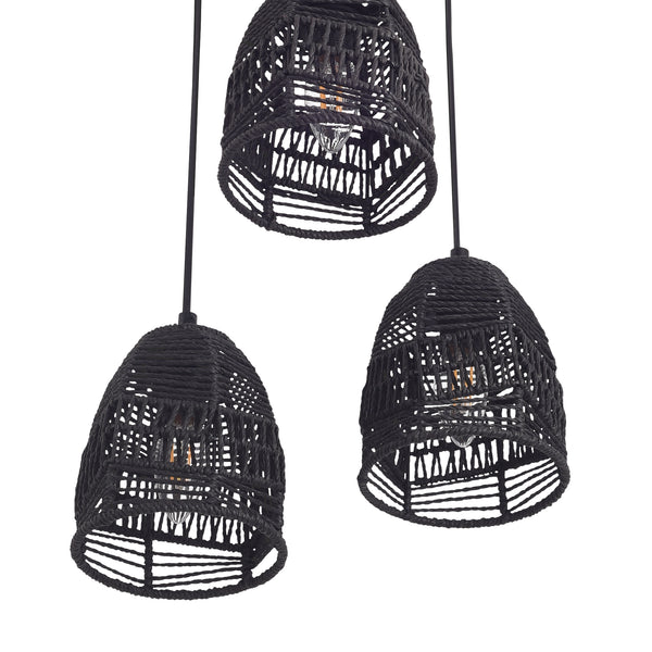 Függőlámpa Andover fém+rattan fekete [lux.pro]