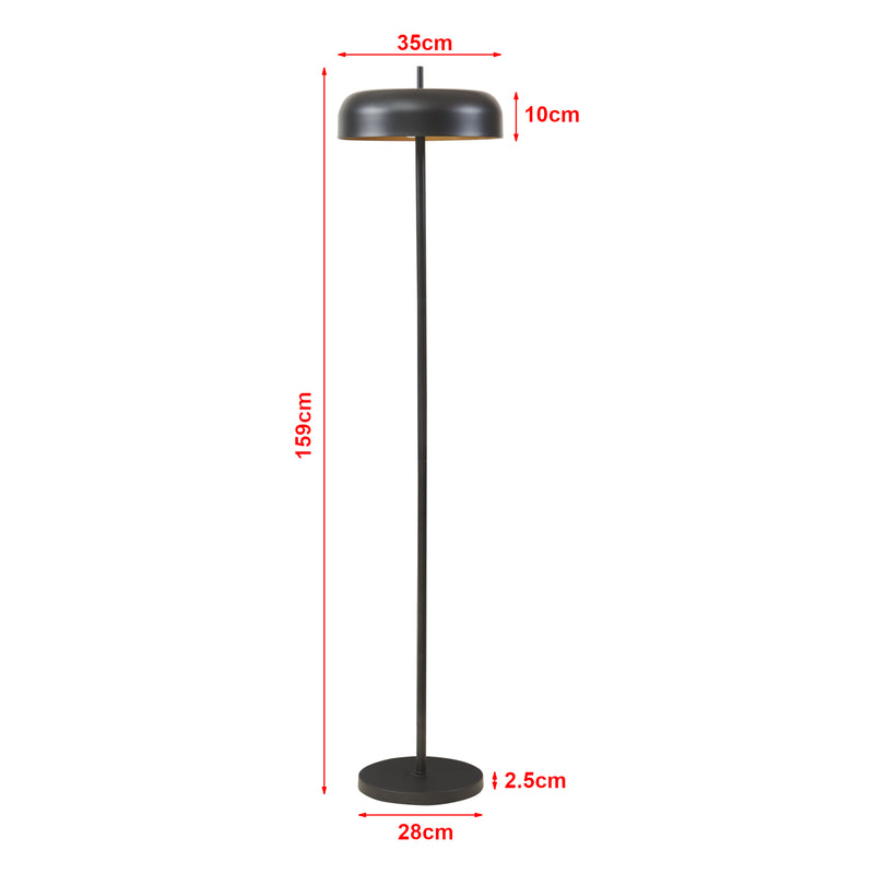 Méretrajz Állólámpa Barton 2 foglalatú fém 159 cm fekete [lux.pro]