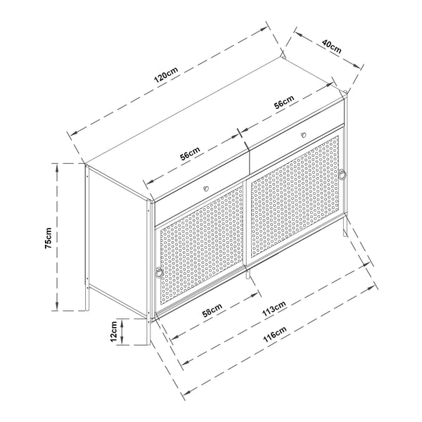 TV-szekrény Tysnes 120x40x75 cm tölgyfa-hatású/fekete [en.casa]