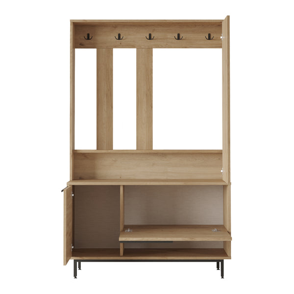 Előszobafal Kvænangen 78x112x36 cm tölgy/rattan hatású [en.casa]