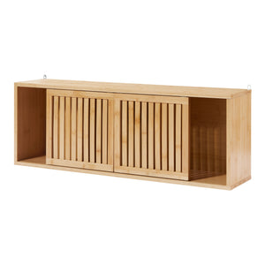 Fali polc Ypäjä 93x20x33 cm bambusz [en.casa]