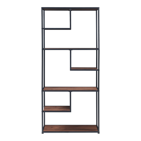 Könyvespolc Østre 180x83x34 cm fekete/diófa-hatású [en.casa]