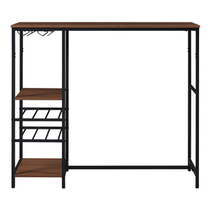 Bárasztal Stjørdal palacktartó polccal 120x40x105 cm fekete/diófa hatású [en.casa]