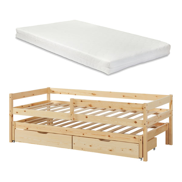 Fenyő gyerekágy 2 fiókkal matraccal Sonkajärvi 90x200cm [en.casa]