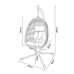 Függőfotel Edeng állvánnyal 196x110x95 cm szürke [en.casa]