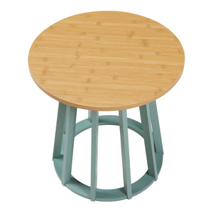 Kisasztal Lensuu 48xØ48 cm pasztellzöld/tölgyfa hatású [en.casa]