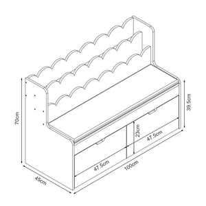 Gyerek pad tárolófiókokkal és könyvtartóval Vestnes vattacukor/fehér [en.casa]