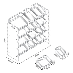 Gyerekpolc Vestnes 12 tárolódobozzal vattacukor/fehér [en.casa]