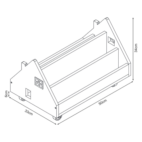 Gurulós gyerekpolc Vipsali 50x33x34 cm mentazöld/fehér [en.casa]
