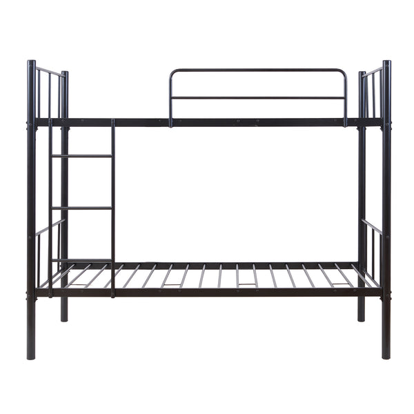 Fém emeletes ágy Berimma 90x200 cm fekete [en.casa]