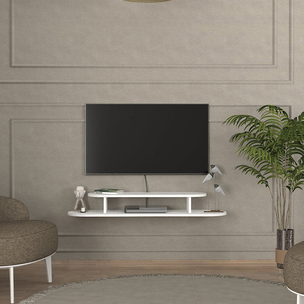 TV állvány falra Targema 120x30x16 cm fehér [en.casa]