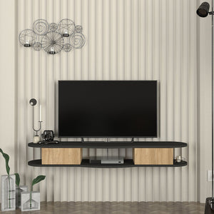 Falra szerelhető TV-állvány Nyskiri 150x35x19 cm antracit/tölgyfa hatású [en.casa]