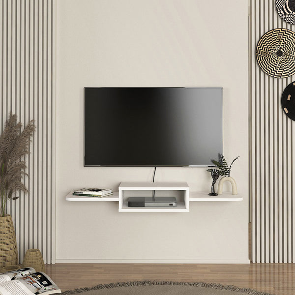 Falra szerelhető TV állvány Tar 115x30x16 cm fehér [en.casa]