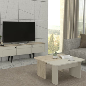 Dohányzóasztal Boneksbelt 2 részes homokkő és travertin színű [en.casa]