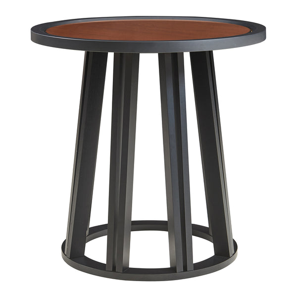 Kisasztal Burgess 51xØ51 cm fekete/diófa hatású [en.casa]