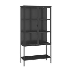 Vitrines szekrény Borshavisa acél 2 ajtóval 160x80x35 cm fekete [en.casa]