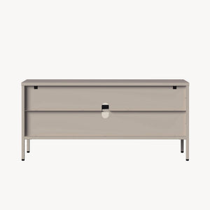 Vitrinszekrény Klippestad acél 118x35x55 cm teveszín [en.casa]