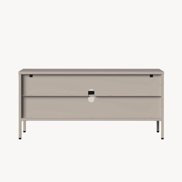 Vitrinszekrény Klippestad acél 118x35x55 cm teveszín [en.casa]