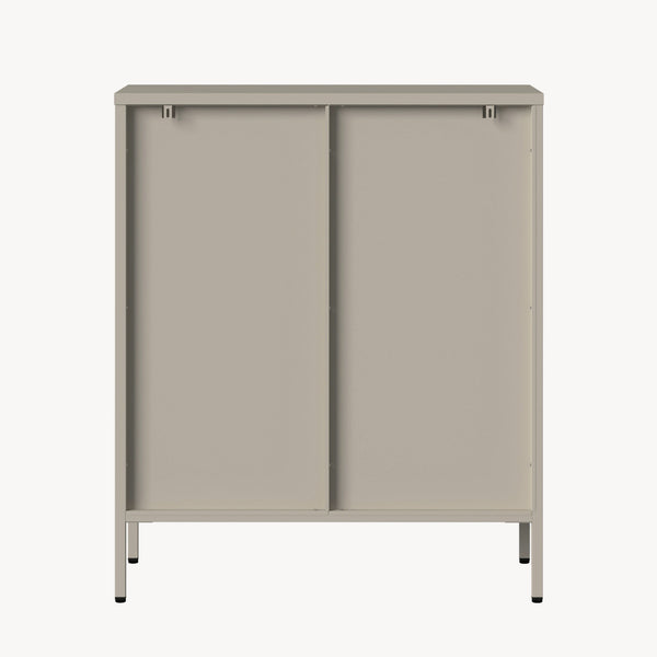 Vitrines szekrény Klippestad acél 95x80x35 cm teveszín [en.casa]
