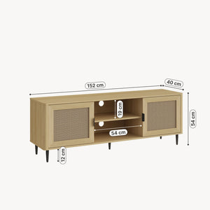TV szekrény Lukhomso 152x40x54 cm tölgyfa hatású rattan mintával [en.casa]