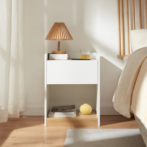 Éjjeliszekrény Kuorshare 55x42x37 cm fehér/tölgyfa hatású [en.casa]