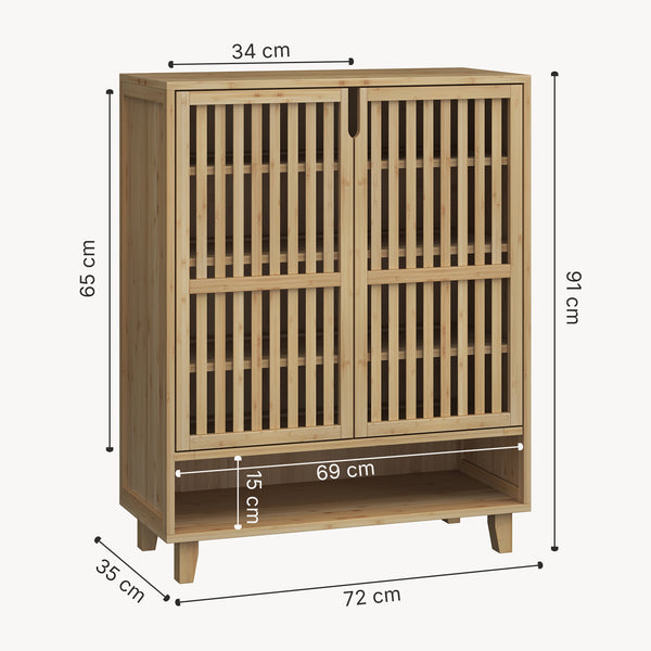 Cipősszekrény Sirgerg 91x72x35 cm bambusz natúr [en.casa]