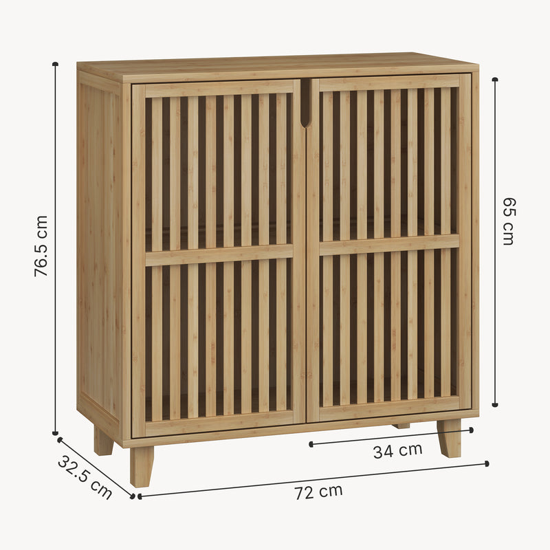 Méretrajz Multifunkciós szekrény Sirgerg 77x72x33 cm bambusz natúr [en.casa]