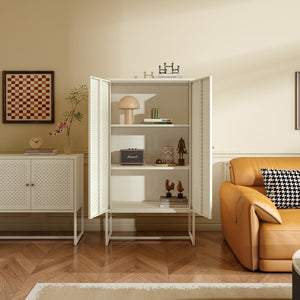 Tárolószekrény Viitasaari 150x80x40 cm acél krémfehér [en.casa]