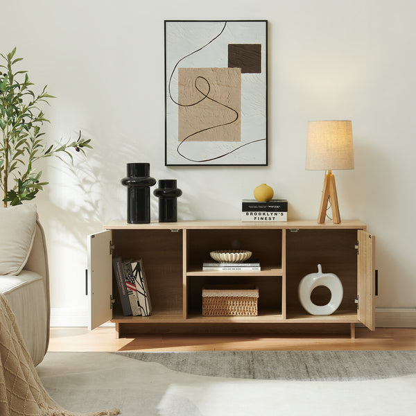 TV szekrény Kenta 120x39x52 cm Sonoma tölgy hatású/fehér [en.casa]
