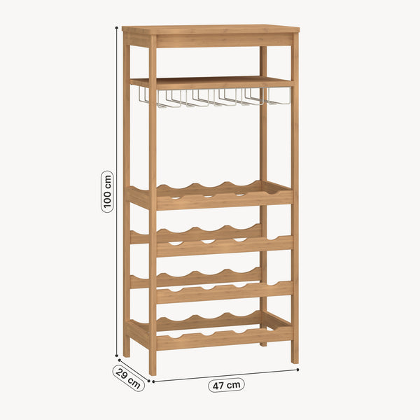 Borospolc Fillby 100x47x29 cm Bambusz Természetes [en.casa]