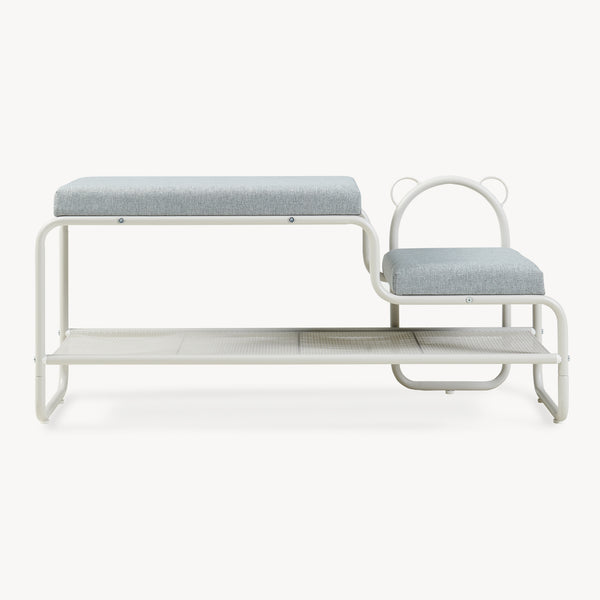 Cipőpad gyerekülőkével Jässaatka acél 100x32x46 cm szürke [en.casa]