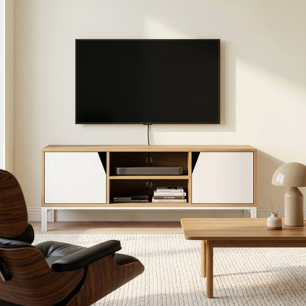 TV-szekrény Kerrköndam 120x40x46 cm tölgyfa hatású/fehér [en.casa]