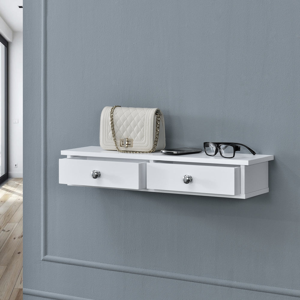 Fali polc Geeste 60x15x10 cm 2 fiókkal Fehér [en.casa] - premiumXL