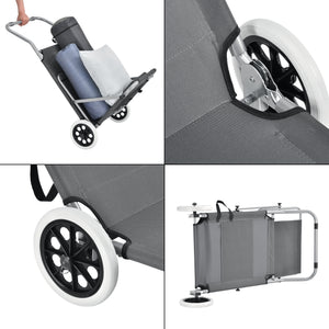 Napozóágy napellenzővel és görgőkkel két darabos szett sötétszürke [casa.pro]